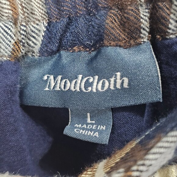 ModCloth Plaid Pocket Button Front A-Line Lined Skirt, Sz L - Picture 7 of 8